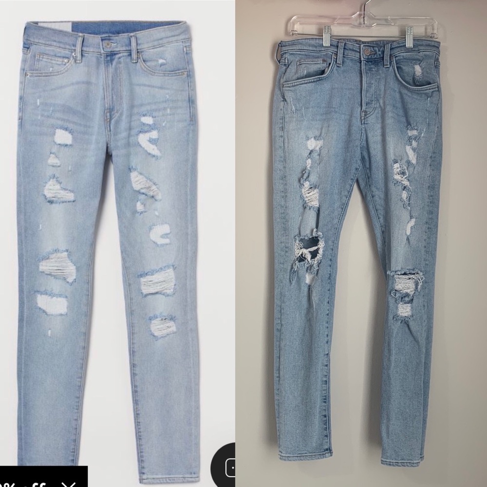 H&M &Denim Distressed Skinny Jeans
